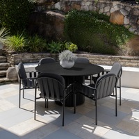 Mornington Outdoor 1.5m Round Dining Setting with 6 Chairs - Outdoor Aluminium Dining Settings