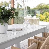 Santorini 1.8m Outdoor Rectangle Aluminium Dining Table with 6 Hugo Rope Chairs - Outdoor Aluminium Dining Settings