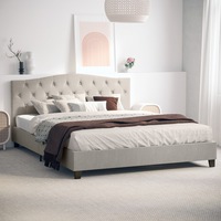 Beige Curved Bed Frame in King, Queen and Double Size