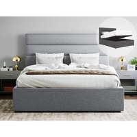 Benny Fabric Gas Lift Storage Bed Frame in King & Queen Size (Grey, Charcoal, Beige)