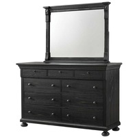 BT Brooklyn 9 Drawer Dressing Table with Mirror – Aged Black