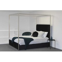 BT Jordana Velvet Upholstered King Bed with 4 Posters
