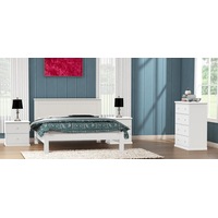 Elise Queen 3 Piece (Bedside) Bedroom Suite With 3 Drawer Bedside Tables - White