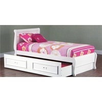 King Single Copenhagen Bed With King Single Teenage Trundle - Arctic White