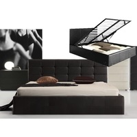 Fife Double Size PU Leather Gas Lift Bed Frame in Black