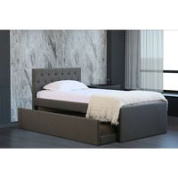 Istyle Norman King Single Trundle Storage Bed Frame Fabric Grey