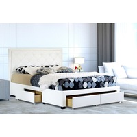Maltravers Double Drawer Storage PU Leather Bed Frame White