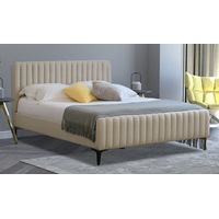 Modern Classic Alissa King Fabric Bed Frame White Oak with Black Legs