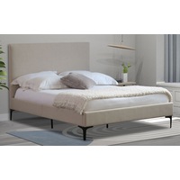 Modern Classic Cristian King Fabric Bed Frame White Oak with Black Legs