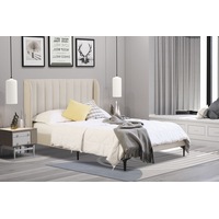 Modern Classic Herman Double Fabric Bed Frame White Oak with Black Legs