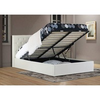 Windsor King Size Gas Lift Storage Fabric Bed Frame in Beige