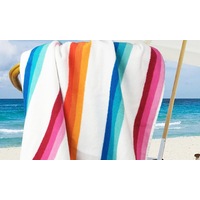 Jacquard Egyptian Cotton Multi-Stripe Beach Towel Twin Pack