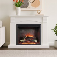 Ascot 2000W Electric Fireplace Heater White Mantel Suite with 30" Primo Insert