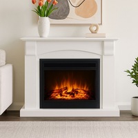 Ascot 2000W Electric Fireplace Heater White Mantel Suite with 30" Moonlight Insert
