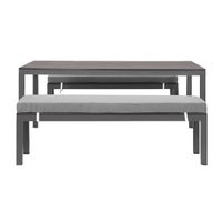 Manly 3 Piece Charcoal Aluminium Outdoor Bench Dining Set with Dark Grey Cushion