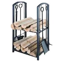 2 Tier Wood Rack with 4 tools - Outdoor Magic