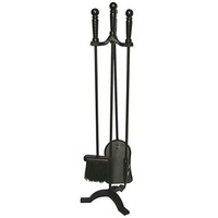 Black Finish Fire Tool Set - 3 Piece plus Stand - Outdoor Magic