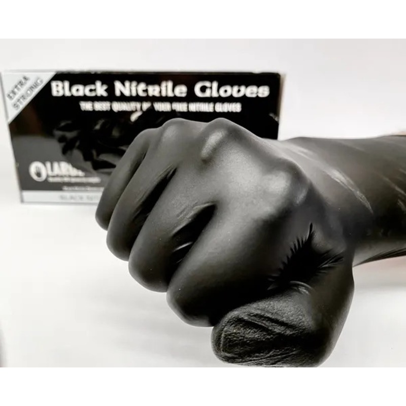 BLACK NITRILE GLOVES POWDER FREE BLACK NITRILE DISPOSABLE GLOVE BOX of 100(L) - BNG10-L  Australia