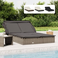 2-Person Sunbed Sun Lounge Outdoor Furniture Double Daybed Poly Rattan vidaXL