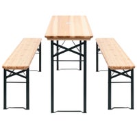 Outdoor 3pc Beer Table Bench Set Wooden Dining Chair Foldable Garden Furniture