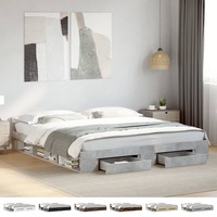 Bed Frame with Drawers Mattress Base Bedstead White Engineered Wood vidaXL