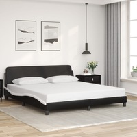 Bed Frame with Headboard Black and White 183x203 cm King Size Faux Leather vidaXL