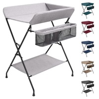 Changing Table Foldable Baby Diaper Changing Station Tray Taupe Iron vidaXL