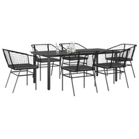 Garden Dining Set with Cushions Table and Chair Set Poly Rattan Glass vidaXL