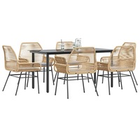 Garden Dining Set with Cushions Table and Chair Set Poly Rattan Glass vidaXL