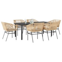 Garden Dining Set with Cushions Table and Chair Set Poly Rattan Glass vidaXL