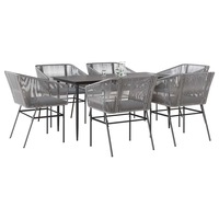 Garden Dining Set with Cushions Table and Chair Set Poly Rattan Glass vidaXL