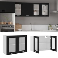 Hanging Glass Cabinet Black 80x31x60 cm Engineered Wood vidaXL