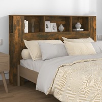 Headboard Cabinet Smoked Oak 160x18.5x104.5 cmvidaXL