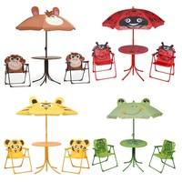 Kids' Outdoor Bistro Set 3 Piece Dining Table and Chairs with Parasol vidaXL