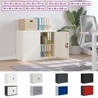 Office Cabinet File Storage Unit Grey Steel 90x40x140 cm/90x40x90 cm vidaXL
