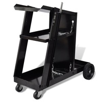 Welding Cart Black Trolley with 3 Shelves Workshop Organiser vidaXL