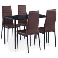 Five Piece Dining Set Brown vidaXL