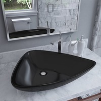 Basin Ceramic Black Triangle 645x455x115 mm vidaXL