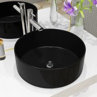 Basin Ceramic Round Black 40x15 cm vidaXL