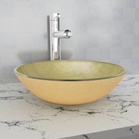 Basin Tempered Glass 42 cm Gold vidaXL