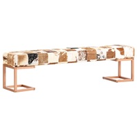 Bench 160 cm Brown Patchwork Genuine Goat Leather vidaXL