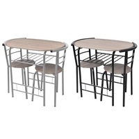 Breakfast Bar Set MDF Iron Dining Table Chairs Kitchen Silver/Black vidaXL