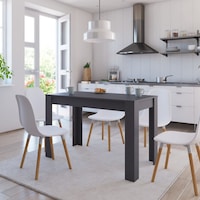 Dining Table High Gloss Grey Chipboard Dinner Room Kitchen Table Home