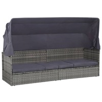 Garden Bed with Canopy Grey 205x62 cm Poly Rattan vidaXL