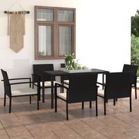 7 Piece Garden Dining Set Poly Rattan Black vidaXL