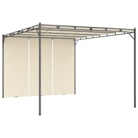 Garden Gazebo with Side Curtain 4x3x2.25 m Cream vidaXL