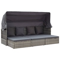 Garden Lounge Bed with Roof Mixed Grey Poly Rattan vidaXL