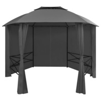 Garden Marquee Pavilion Tent with Curtains Hexagonal 360x265 cm vidaXL