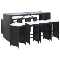 9 Piece Outdoor Bar Set Poly Rattan Black vidaXL
