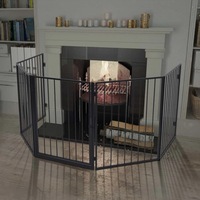 Pet Fireplace Fence Steel Black vidaXL